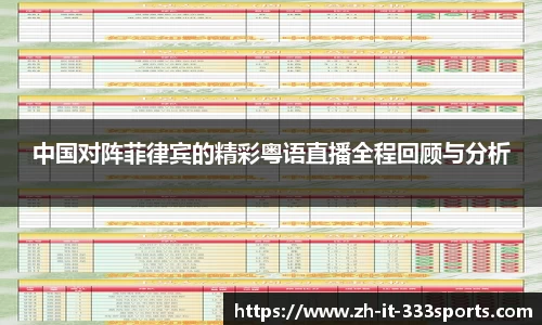 中国对阵菲律宾的精彩粤语直播全程回顾与分析